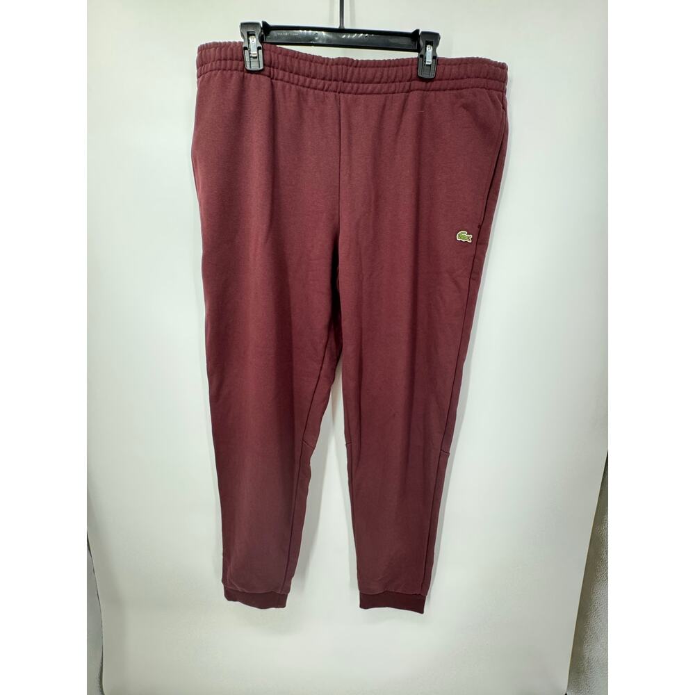 NWT Lacoste Bordeaux‎ Red Men's Tapered Fit Fleece Trackpants Size XXL (7)